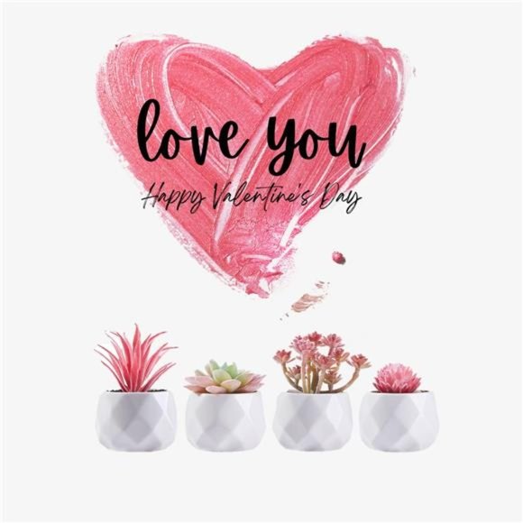 Small Fake Desk Plant – Pink Desk Decor for Women - Artificial Succulent Plants - Picture 4 of 6